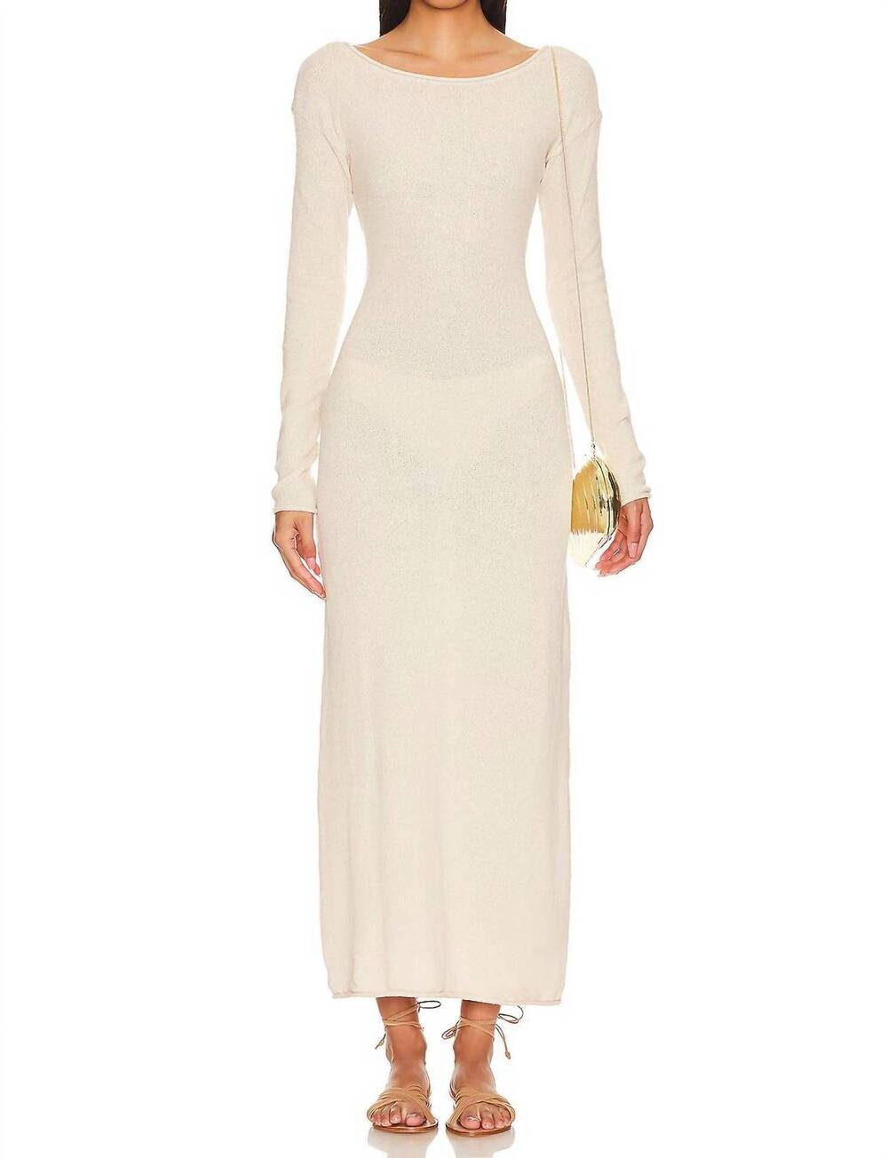 NEW ONIA crochet knit maxi dress in sandshell